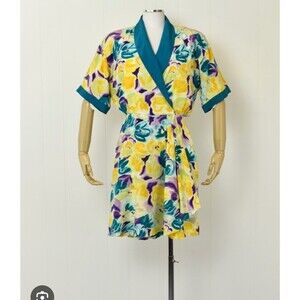 VTG SILK Oscar De La Renta Floral Skort romper 90s Womens 14 summer classic chic